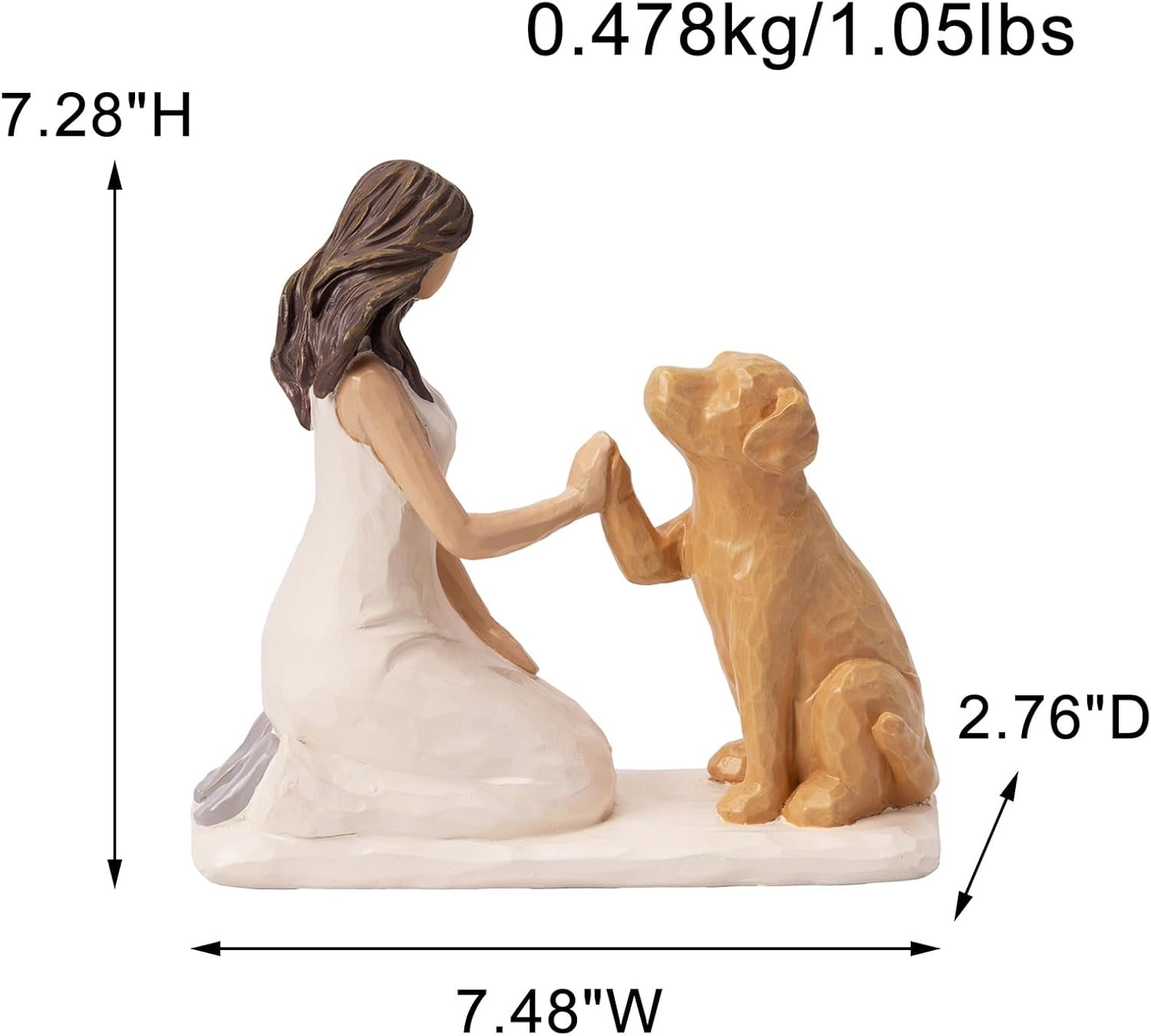 BUTILIVEEN Resin Woman with Dog Figurines, Sympathy Dog Memorial, Pet Loss Gifts, Golden Retriever, Labrador Gifts, Home Bedroom Living Room Tabletop Shelf Decor - Image 7