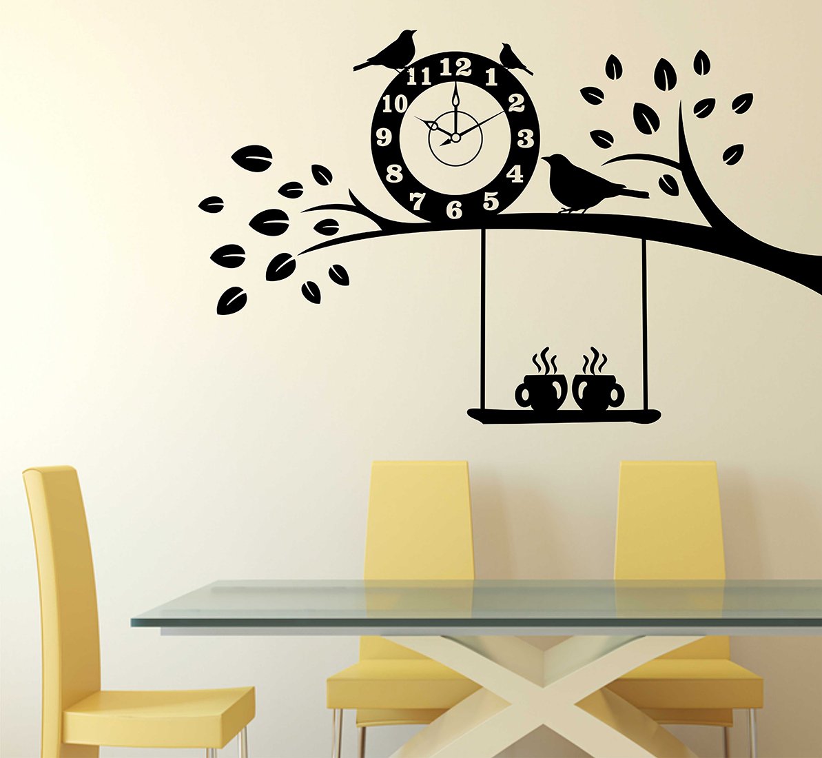 WALLSTICKY Clock with Birds and Tea Sticker-image-25