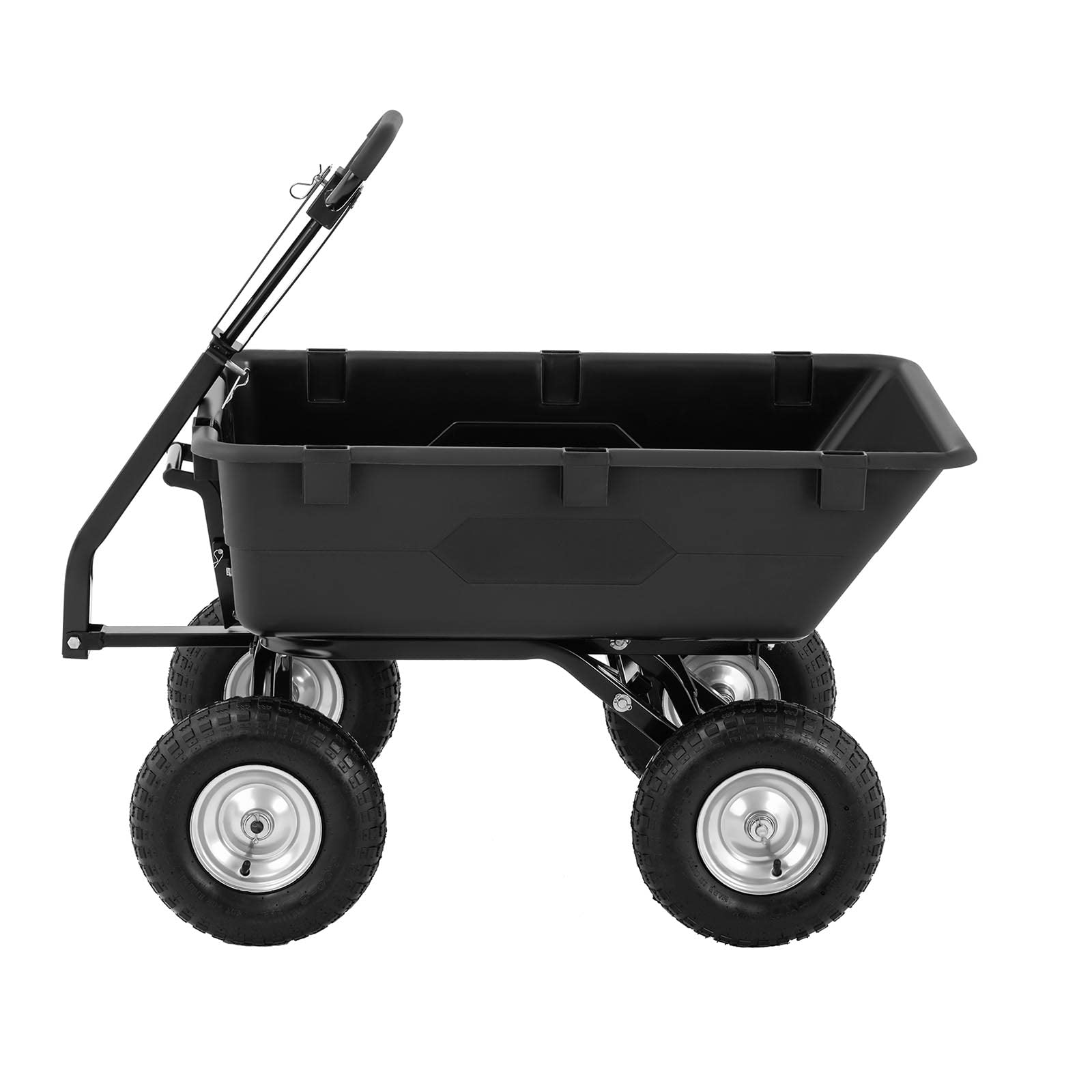 Brouette De Jardin Chariot Basculant À Benne Basculante 4 Roues Remorque HT-Q.BASS-550 (Capacité De 550 kg, Contenance De 150 l, Fonction De Basculement, Roue ø 25 cm)