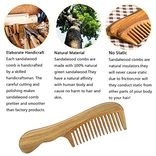 Green Sandalwood wide-tooth Natural aroma Handmade...