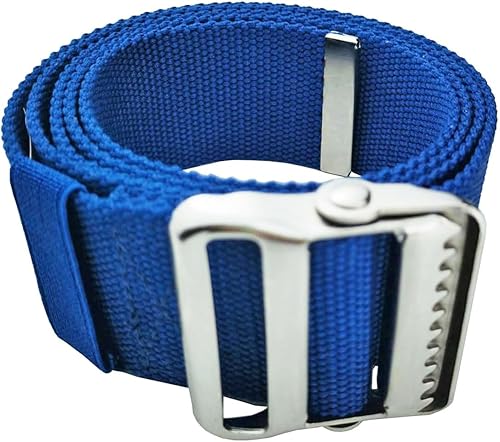 Miniatura 4 de LAMBOX Cinturón de transferencia para caminar con soporte para cinturón para personas mayores, cuidadores, enfermeras, terapeutas, etc. (azul, 60