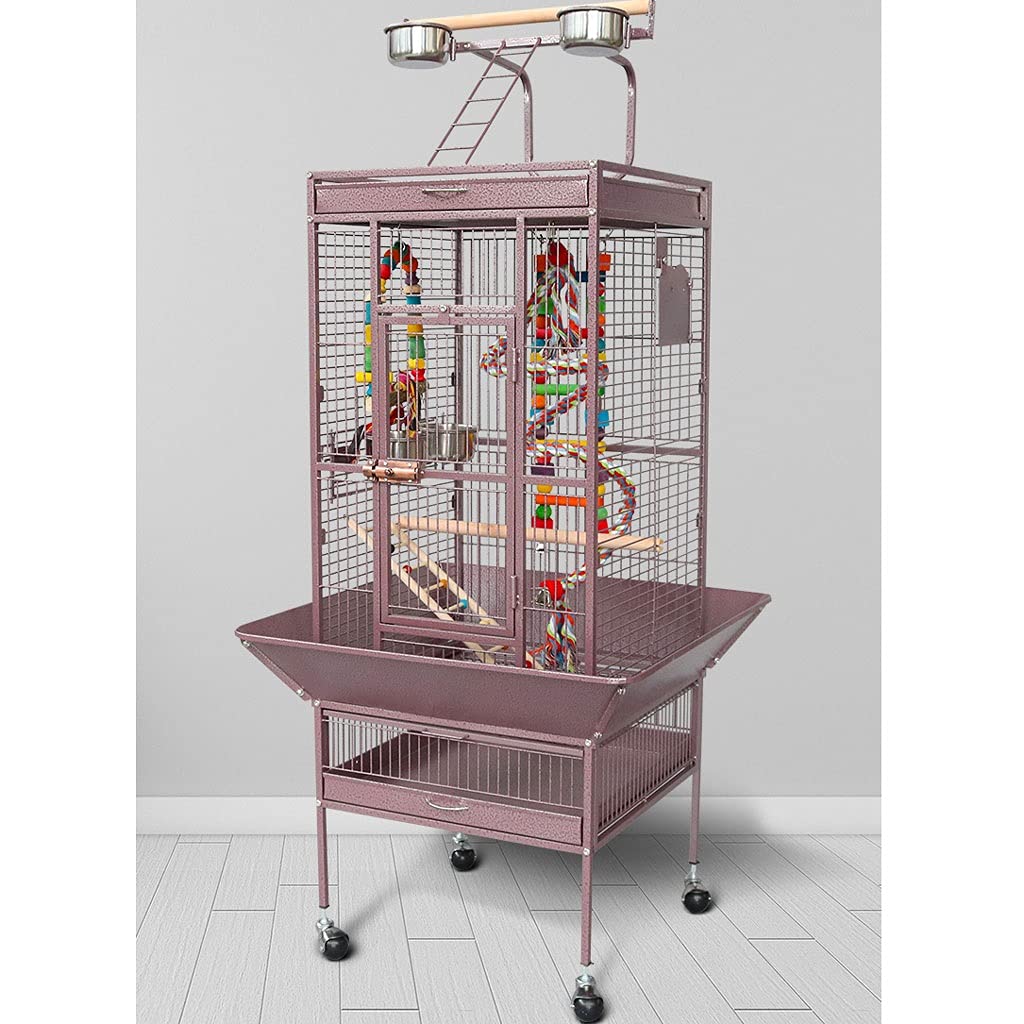 Gabbia Voliera Rack interattivo dell'animale domestico e gabbia pappagallo mobile con scatola riproduzione adatta per canarini, piccoli pappagalli, fringuelli, piccioncini e parrocchetti Bird Cage