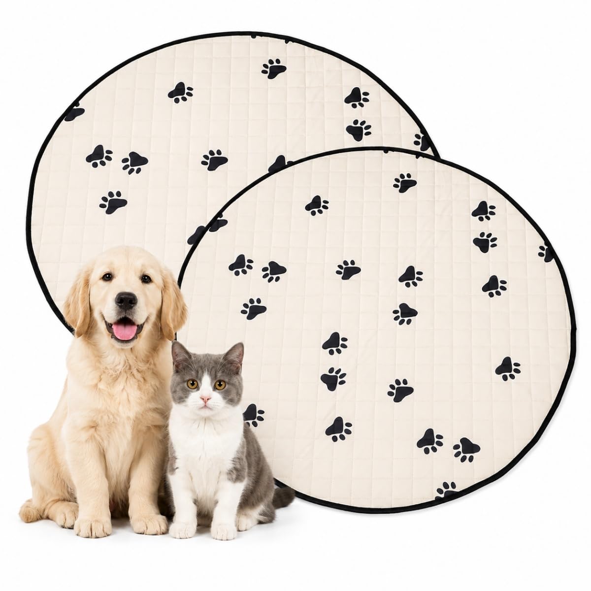 Tapis de dressage absorbant anti-fuites et réutilisable Mateju beige 80 cm pour chat