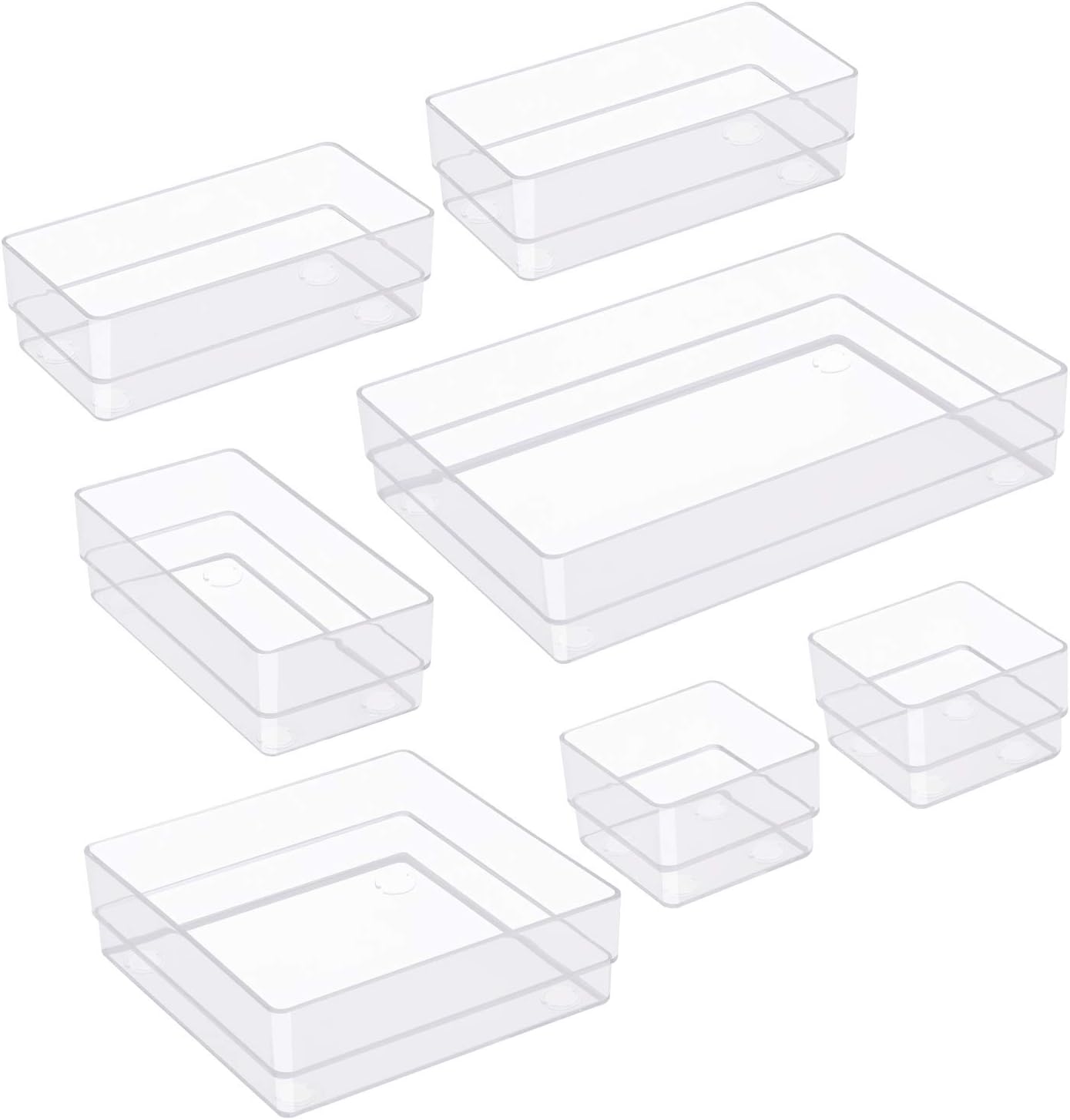 TrendGate Desk Drawer Organiser Trays, 7 Pcs Clear Cosmetic Organiser 4