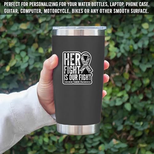 Miniatura 2 de Adhesivo de concientización sobre el cáncer carcinoide con texto en inglés «Her Fight is Our Fight» (Su lucha es nuestra lucha), diseño de cebra,