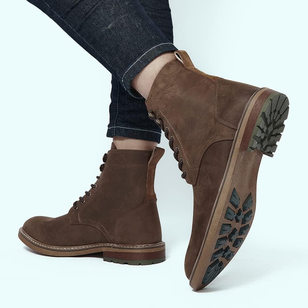 Arkbird Men's Motocycle Combat Boots, Comfortable Stylish Lace Up Fashion Casual Boot For Men