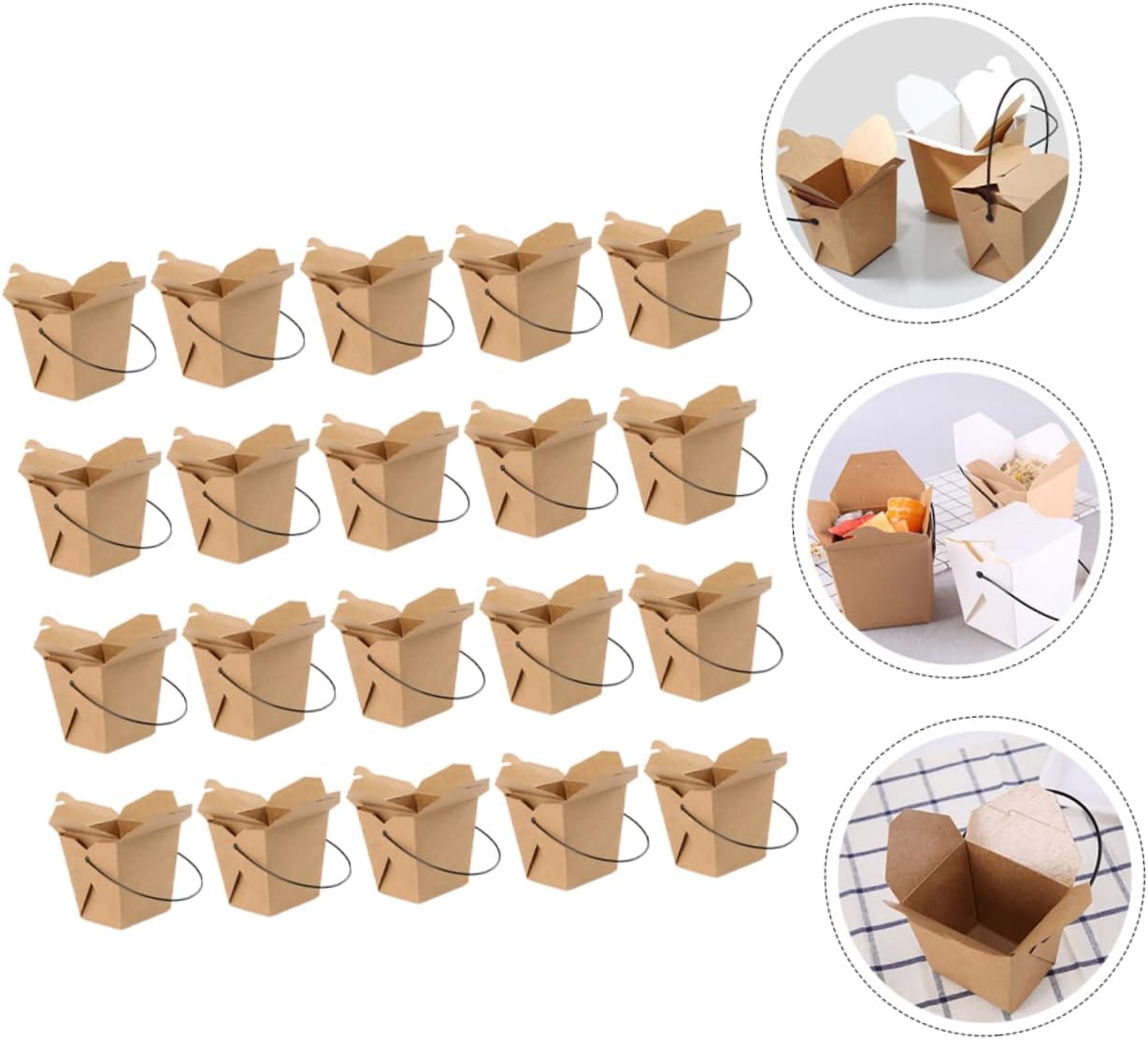 20pcs Kraft Paper Lunch Box Food Containers for Take-out Chicken Popcorn Wrapping Boxes Oil-resistant Bpa Portable Snack