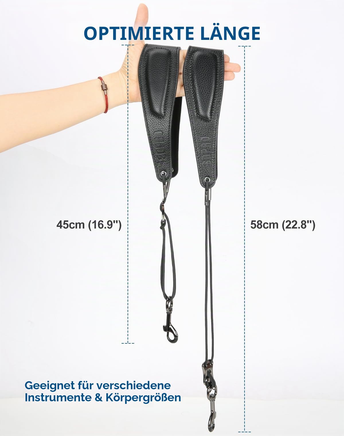 SGPRO Saxophon-Nackengurt mit verstellbarer Länge, ergonomische weiche Pads & Design - Robuster Sopran-, Tenor-, Altsaxophon-Gurt mit Metallversteller & Drehhaken, perfektes Saxophon-Zubehör Geschenk,