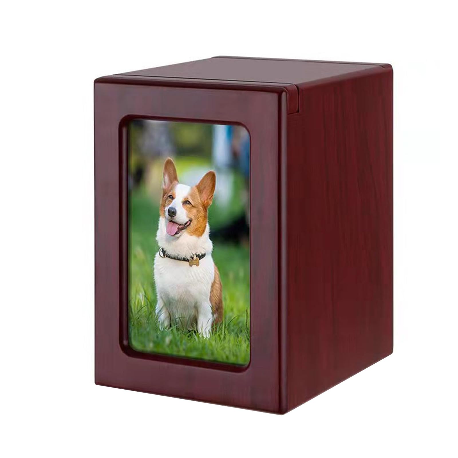NEWFT Cat Urn Pet Memorial Urns for Cats Ashes Wood Cat Memorial Pet Ashes Pet Memorial Box with Photo Frame for Indoor