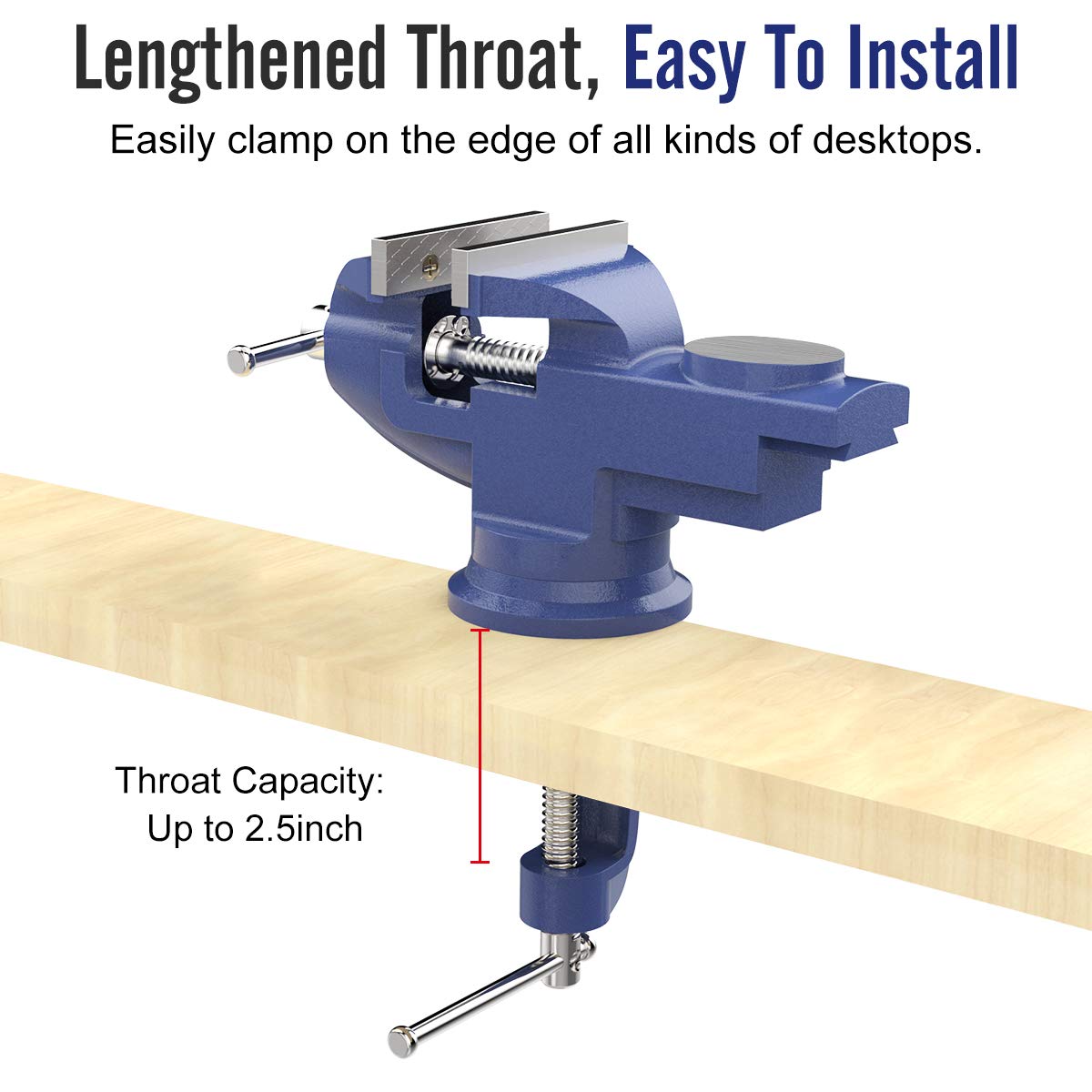 Housolution Morsa da tavolo ganasce 70 mm pinza testa girevole 360° multi angolo con incudine morsa a ventosa base per utensili fai da te portatile