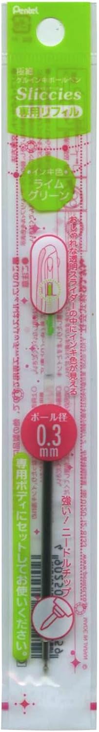 Pentel Custom Ballpoint Pen Sliccies Refill-0.3mm-Lime Green