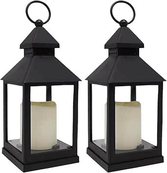 2 Pack 10-inch Candle Lanterns with LED Timer