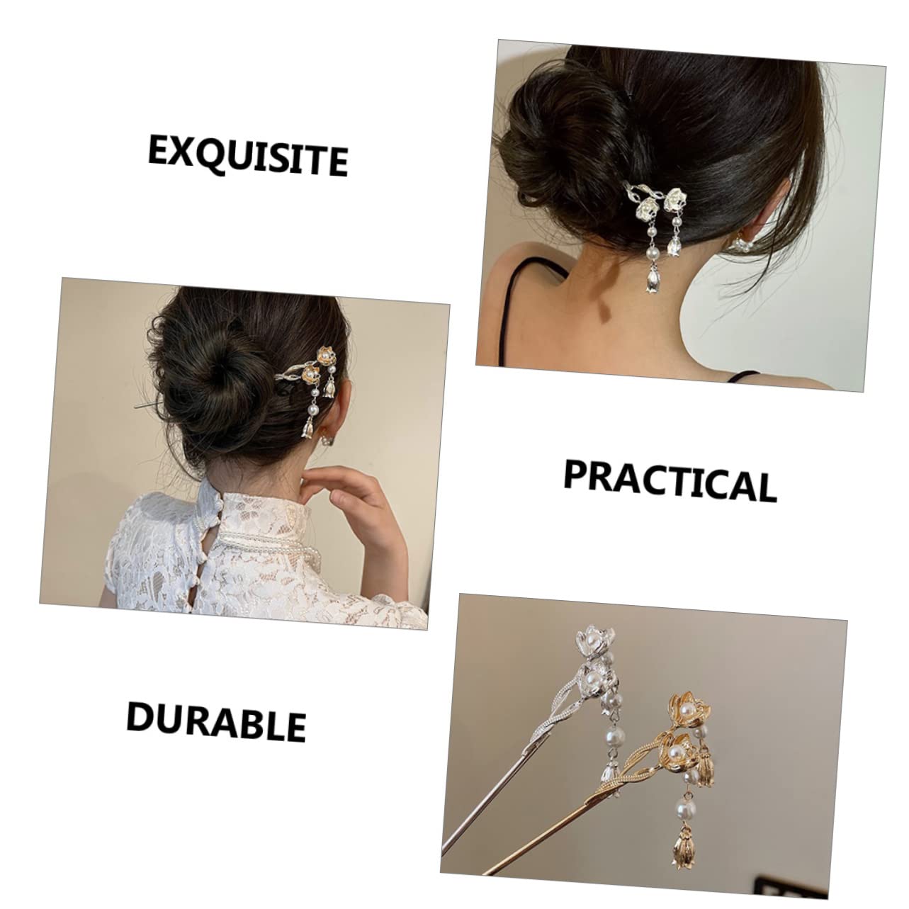 8 Pcs Fiore Tornante Delle Donne Bastone Clip Di In Metallo Per Le Donne Bastoni Di Legno Clip Di Del Fiore Per Le Donne Strass