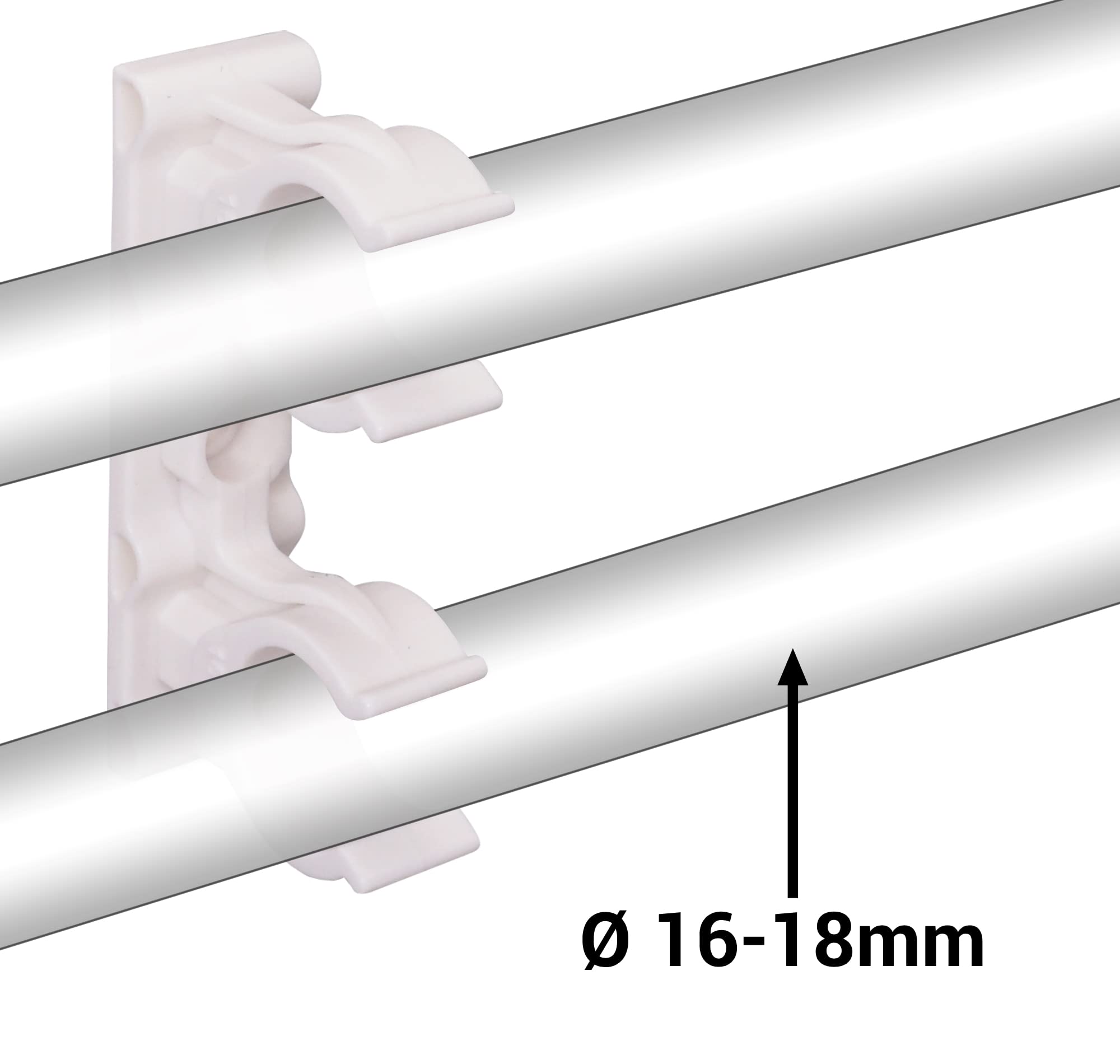 SKIR'CO (10 pcs) Double Pipe Clips, Plastic Clamps for 16-18 mm Pipes, U Type Pipe Clamp, Tubing White Clips, Hose Hangers - Image 3