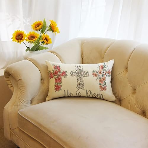 Miniatura 3 de He is Risen - Funda de almohada de Pascua, 12 x 20 pulgadas, decoración de primavera y Pascua, para sofá