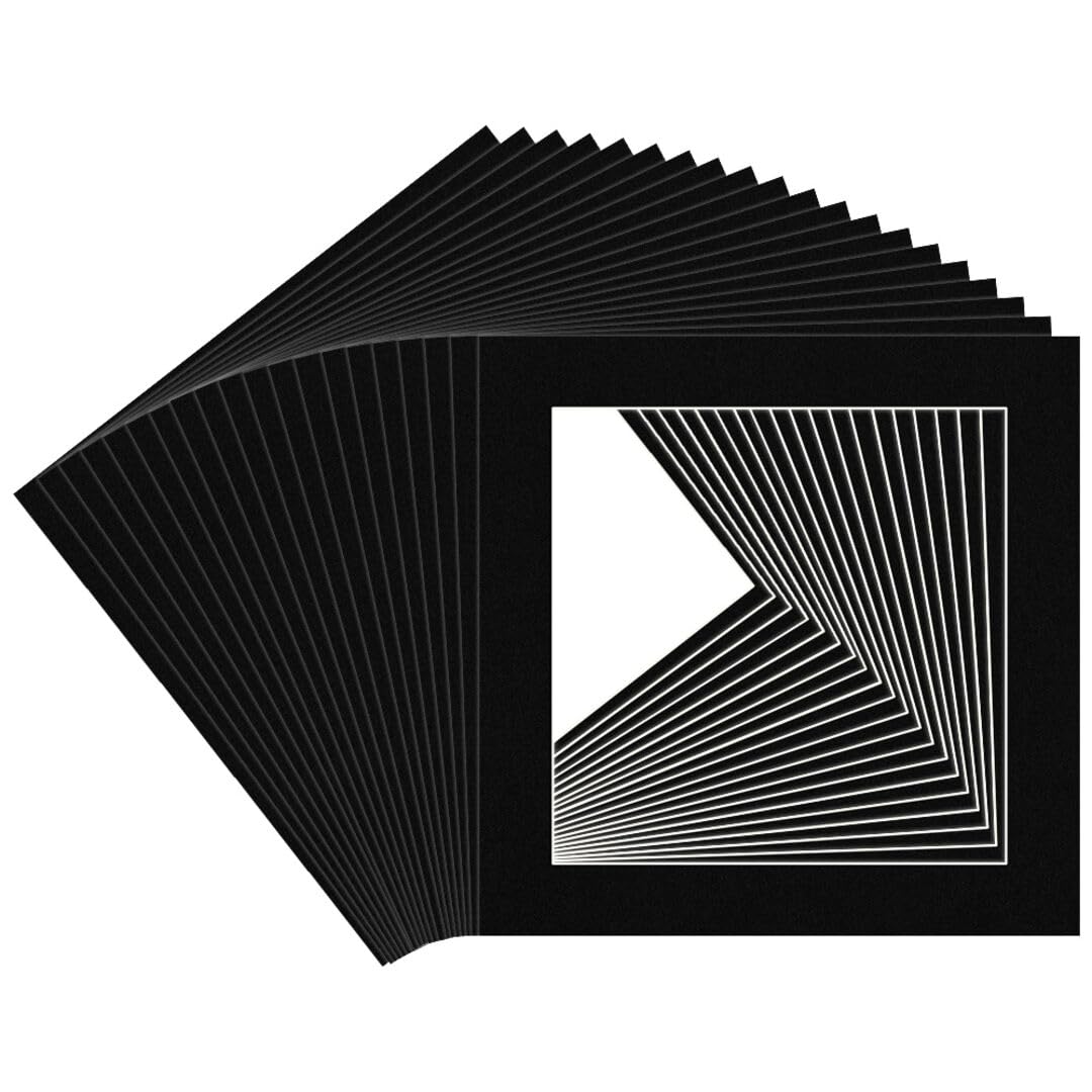 Procut Global 40x40cm Black Picture Mounts for Frames - Fits 30x30cm Aperture Size - Precision Cut Cardboard Photo Mounts - Mat Board for Prints, Artwork & Paintings - Pack of 20