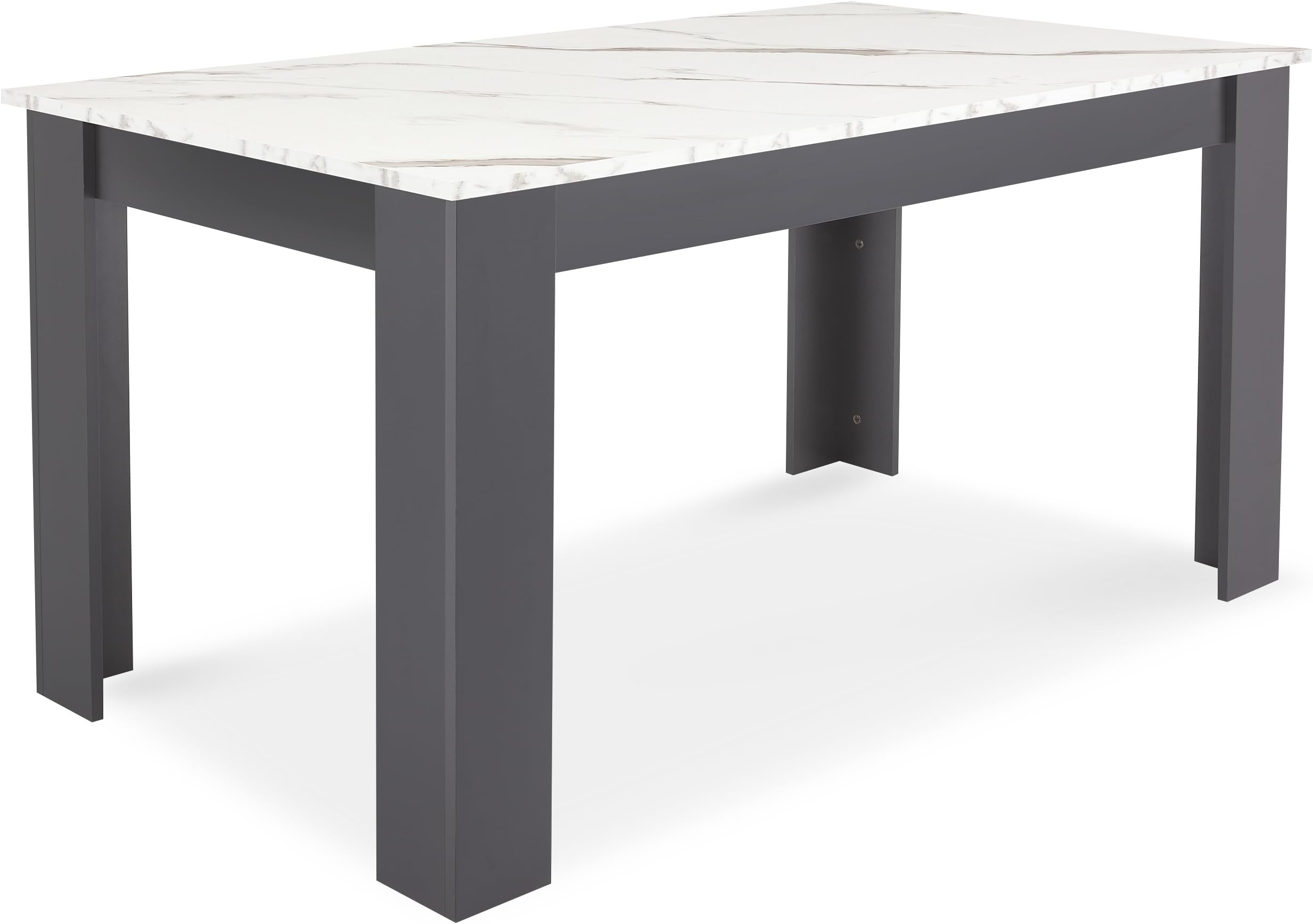 Dining Table, Kitchen Table, 120 x 80cm White Marble Table Top Rectangle Wooden Dining Tables, 4 Seater For Dining Room, Kitchen, Living Room, Furniture 120L x 80W x 75H cm