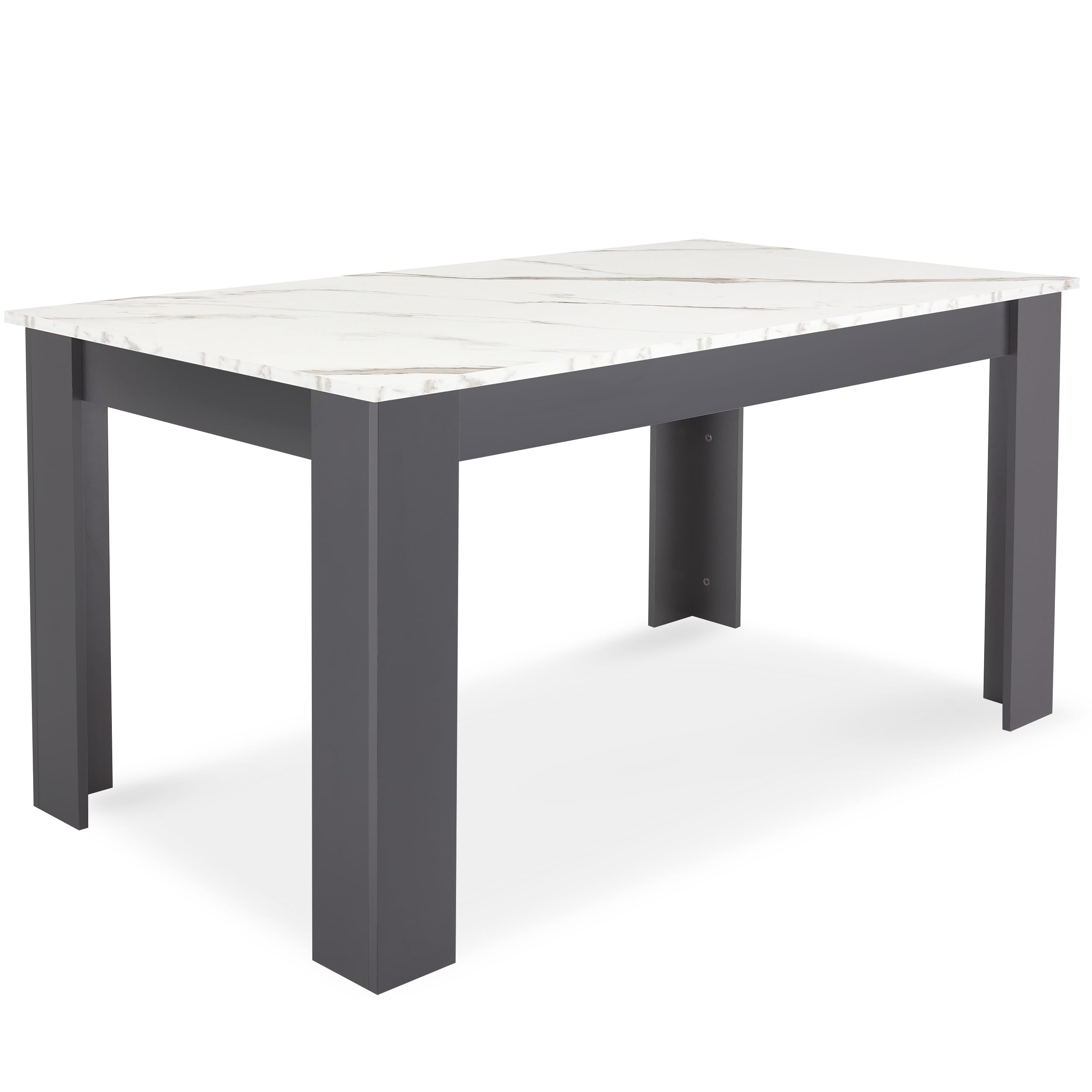 Dining Table, Kitchen Table, 120 x 80cm White Marble Table Top Rectangle Wooden Dining Tables, 4 Seater For Dining Room, Kitchen, Living Room, Furniture 120L x 80W x 75H cm