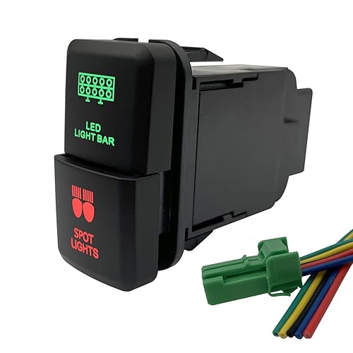 Miniatura 17 de Compresor de aire y Interruptor de botón doble de bloqueo de diferencial trasero para Toyota Tacoma Prado Fortuner Hilux 39mm X 21mm