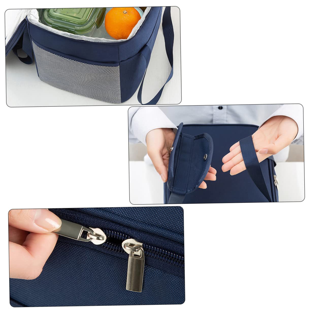 Alipis Kühltasche aus Oxford Großem Fassungsvermögen Picknicktasche Lunchbeutel mit Wärmespeicherung für Schule und Freizeit Inklusive Seitentaschen für Handy Blau