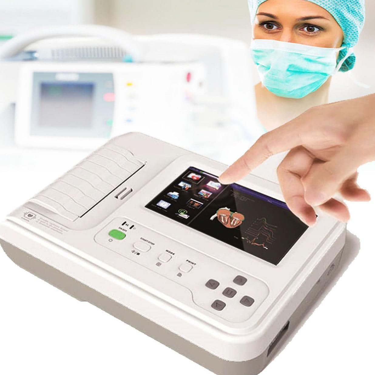 ECG ECG Monitor paziente con 12 cavi 7 pollici LCD Touch Screen Digital Equipment, macchina elettrocardiografo ECG a 6 canali, forme d'onda di registrazione per scopi medici