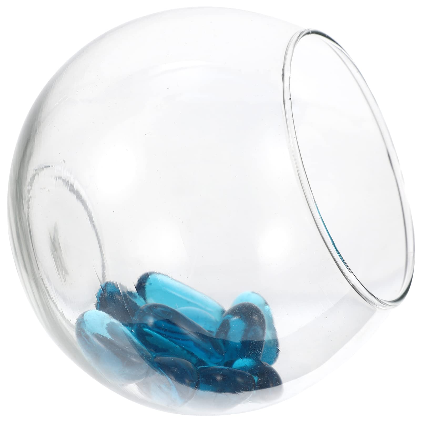 Ipetboom 1 Juego Pecera Redonda De Cristal Pequeño Terrario Pecera con Diseño De Acuario Betta Mini Ollas Mini Pecera De Cristal Tanques De Peces Globo Planta Oficina Vidrio Piedra