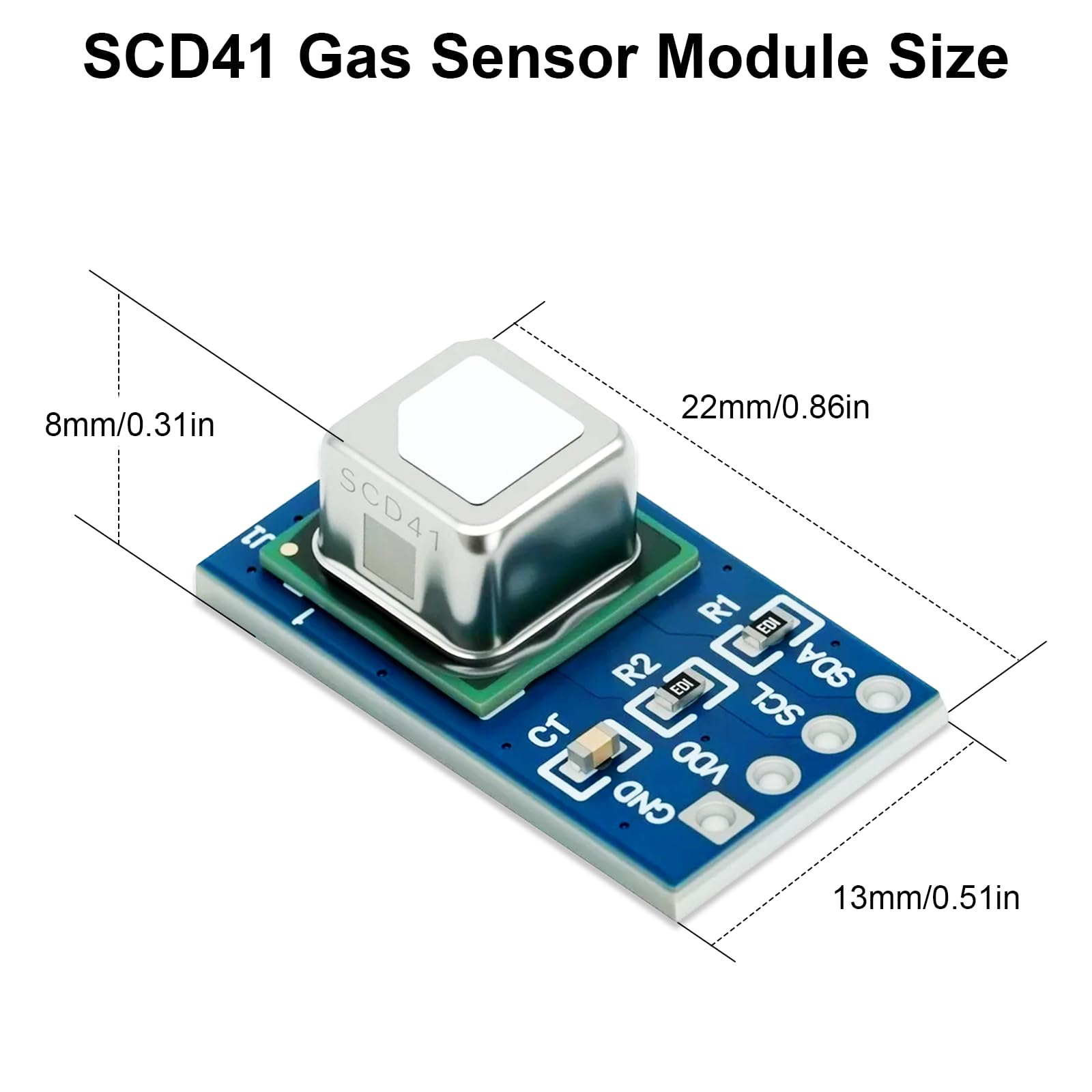 Module de capteur de gaz SCD41 SCD41 - Détecte le CO2, le dioxyde de carbone, les modules de capteur de gaz QIQIAZI SCD41, la température et l'humidité dans un capteur avec communication I2C