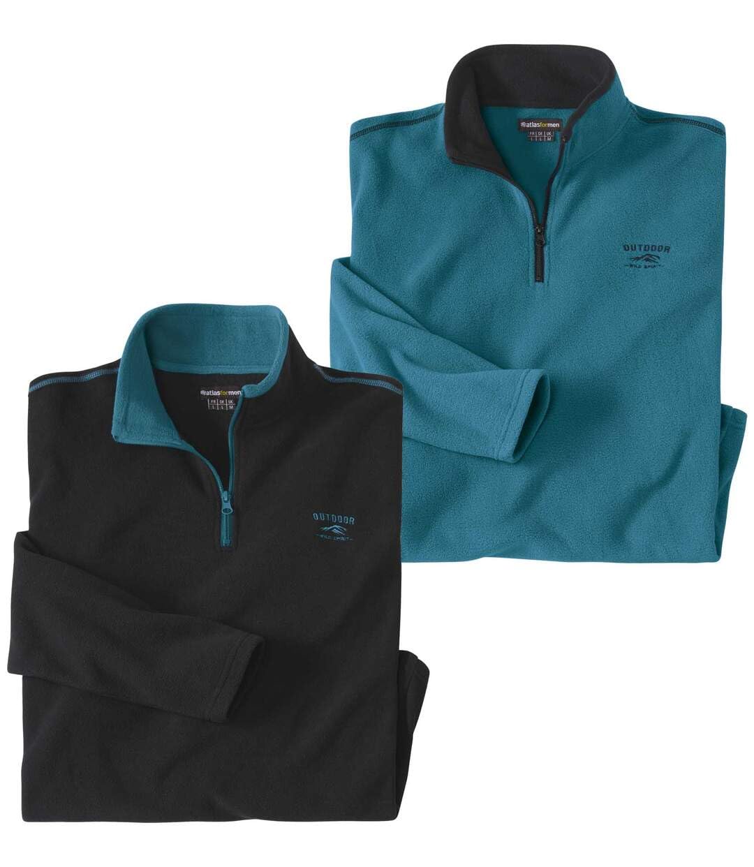 ATLAS FOR MEN - Set di 2 Maglioni in Pile da Uomo - Ultra Leggero e Caldo - Maglione a Collo Alto con Zip - Ideale per l'inverno/Viaggio - Disponibile in Taglie Grandi