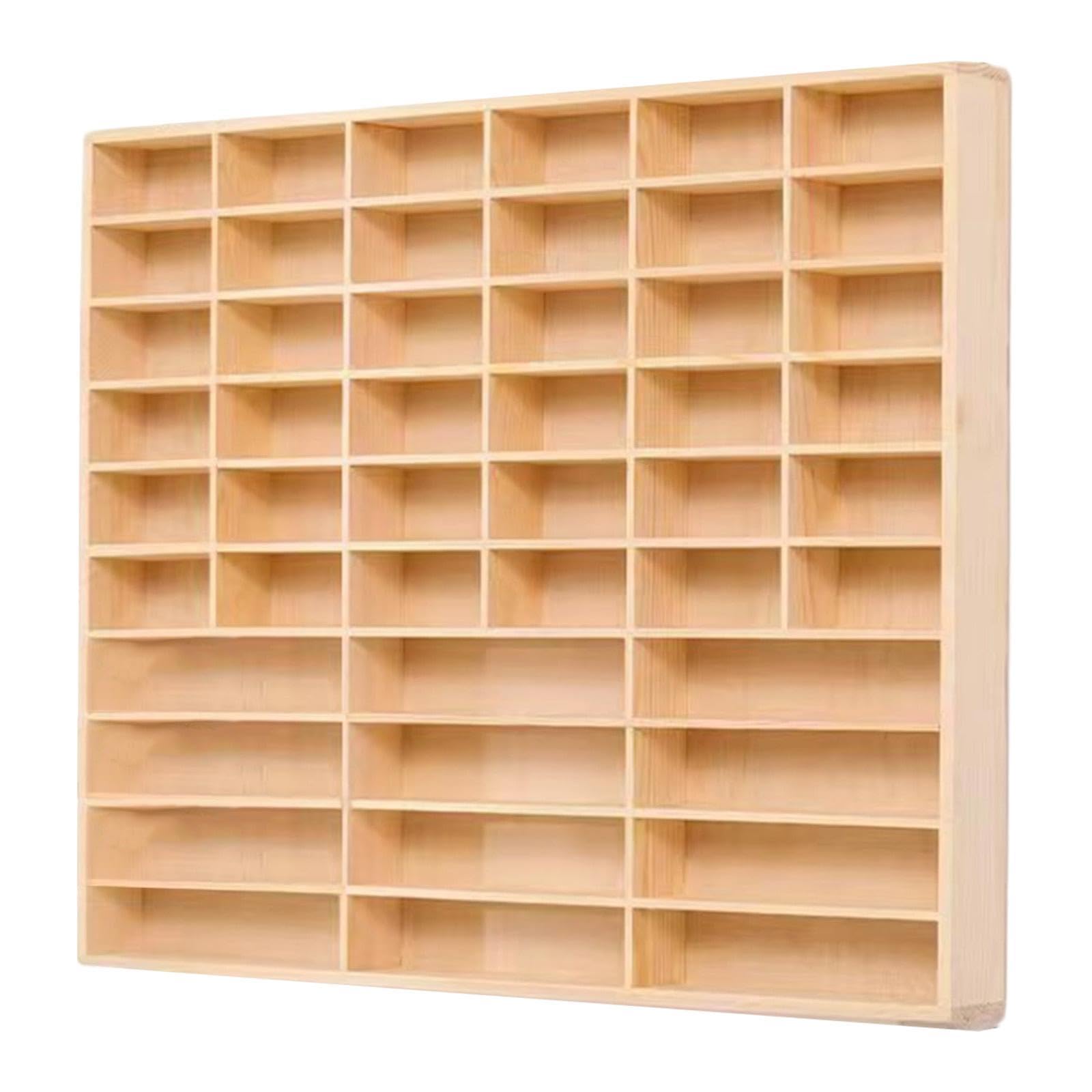 Holzregal für Modellautos mit Differenzierten Ablagen, Halterung für Actionfiguren, Miniatur Vitrinenschrank Zur Wandmontage, 58 cm X 47 cm X 4.9