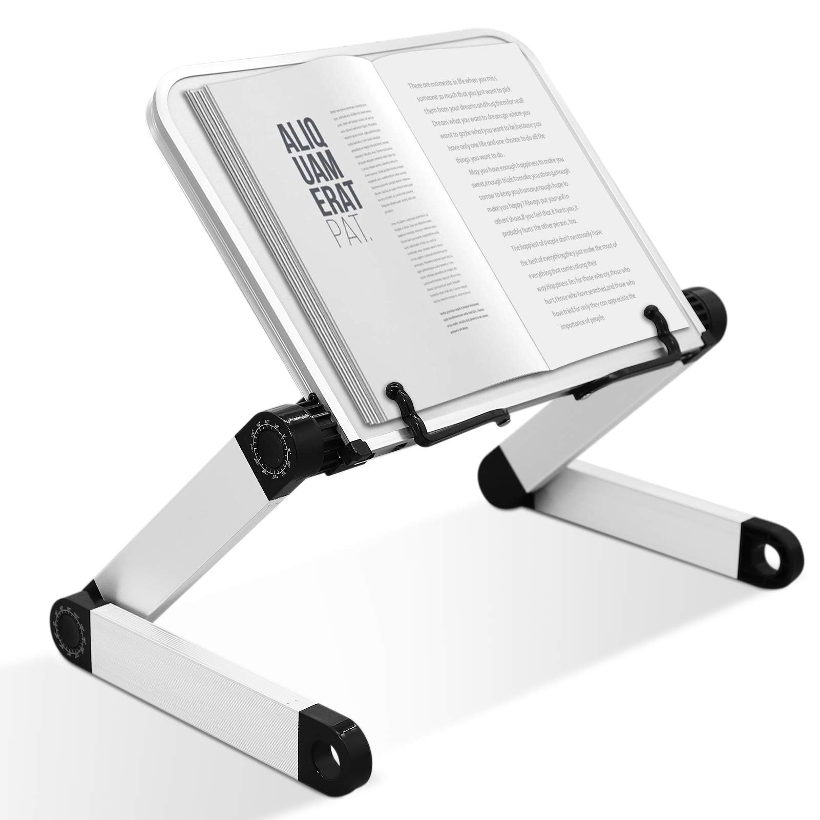 TERRIFIBook Stand for Reading, Adjustable Book Holder, Ergonomic Multi Heights Angles Holder, Portable Multifunctional Book Holder, with Clips, for Textbook, Cookbook, Sheet Music, Laptop
