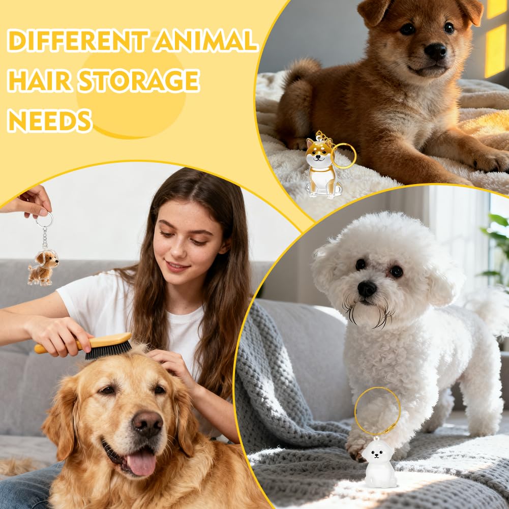 10 Pezzi Portachiavi Ricordo Peli di Cane - Figurina 3D Cane Trasparente, Capsula Conservazione Peli Animale, Regalo Creativo per Amatori di Cani Gatti, Ricordo Perdita Animale Domestico