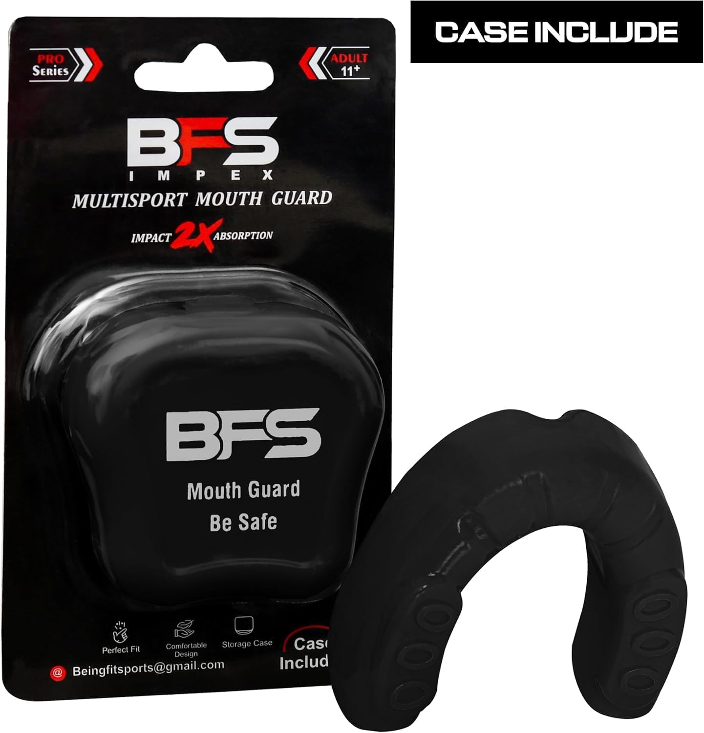 Sports Mouth Guard for Kids,Youth,Boys,Girls,Child Teen Mouthguard with Case (BPA Free) for Boxing, Martial Arts,MMA Karate,Lacrosse,Football,Soccer and All Contact Sports (Black)