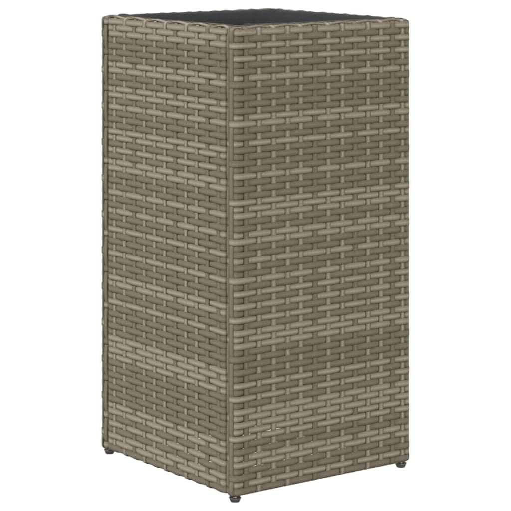Donice ogrodowe szare 2 sztuki 30x30x60 cm rattan PE z wkładem z włókniny na kwiaty, balkon, taras, stabilna stalowa rama odporna na warunki atmosferyczne