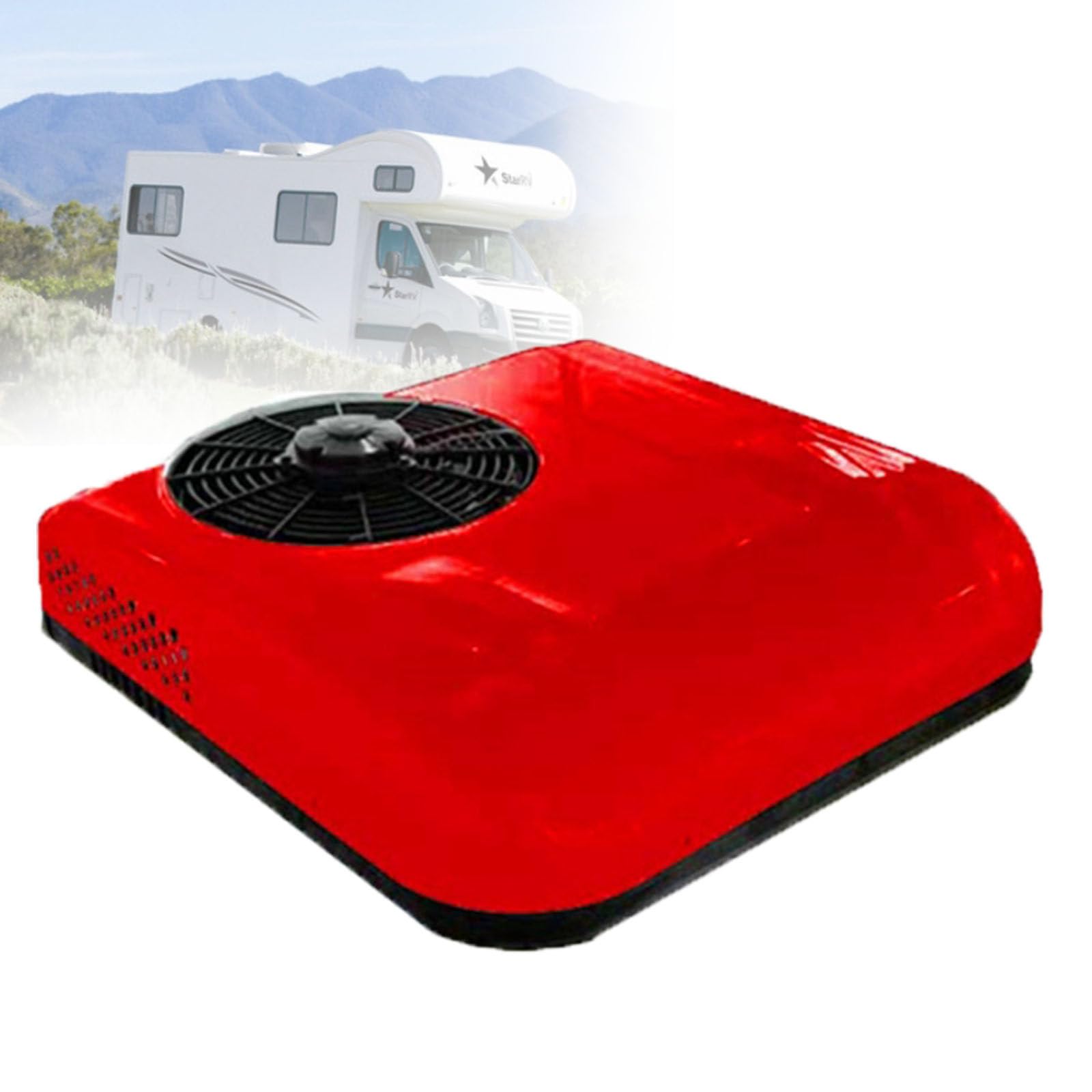 Olskfuh Red Rooftop Air Conditioner - Energy Efficient Low Noise Cooling System For Recreational Vehicles, Camper Vans, And Trucks,-24V