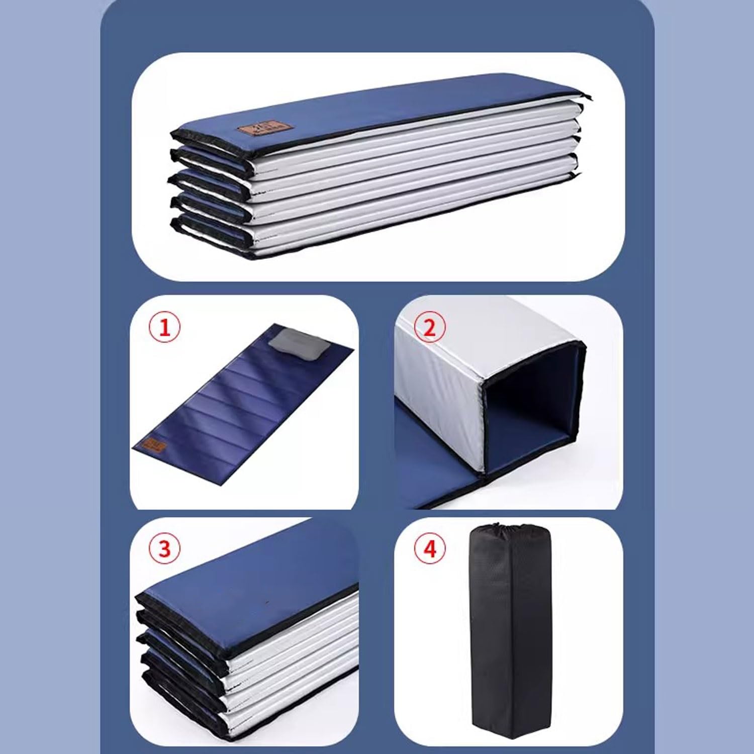 Materac kempingowy Karimata z workiem do noszenia dla dorosłych Namiot podróżny domu Pojedyncze łóżeczko dziecięce(50mm thick/blue 185x65cm)