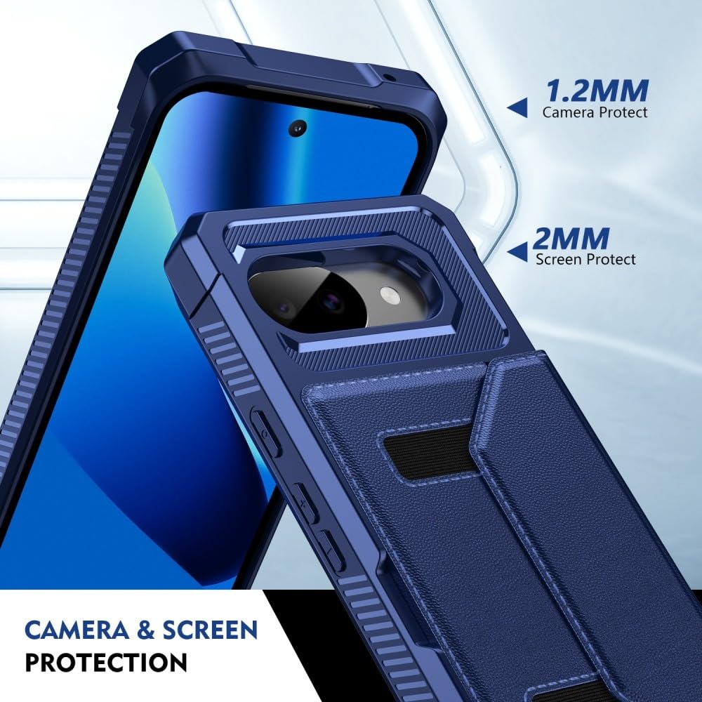 Funda genérica compatible con Google Pixel 8A (color: morado) de piel con tarjetero de silicona dura