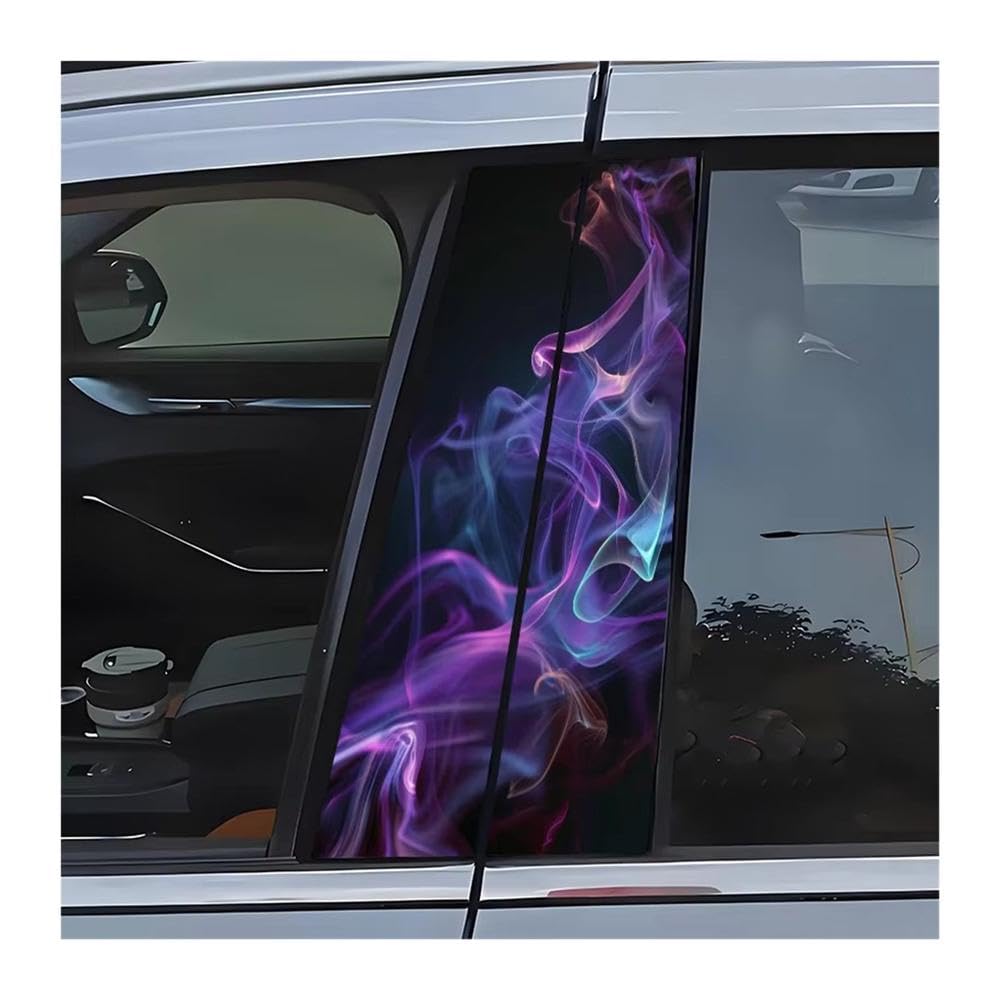 Auto Accessory Purple Smoke Design Black Background Bumper Sticker Car Doors Pillar Decal