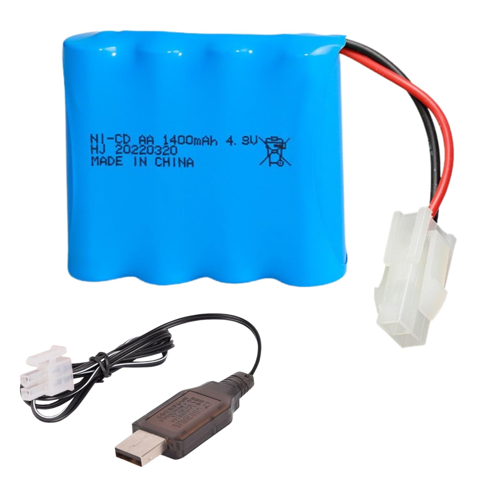 1400mAh 4.8V 5557 Connecter Rechargeable NiCD Battery AA X 4/5559 Plug for RC Toy Household Electric Appliances Lighting Equipment with Charging USB Cable