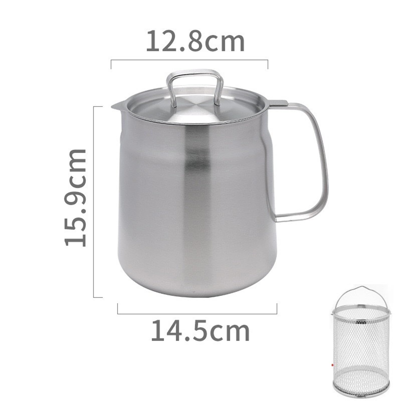 2-in-1 Oil Strainer Pot,Stainless Steel Oil Filter Pot,304 Stainless Steel Large Capacity Versatile Oil Filter Pot,304 Stainless Steel,Multi-Functional Oil Filter Tank with Fried Basket