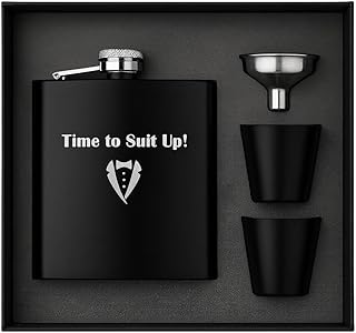Groomsmen Proposal Gift, Will You Be My Groomsman, Wedding Party, Father of the Bride Flask, Officiant Present, Engraved Hip Flask Set, Best Man Gifts from Groom, Time to Suit Up!