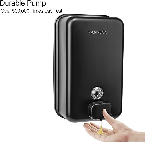 Miniatura 4 de Dispensador de jabón de mano montado en la pared, 40.6 fl oz, 40 onzas, dispensador de jabón líquido negro de acero inoxidable comercial para