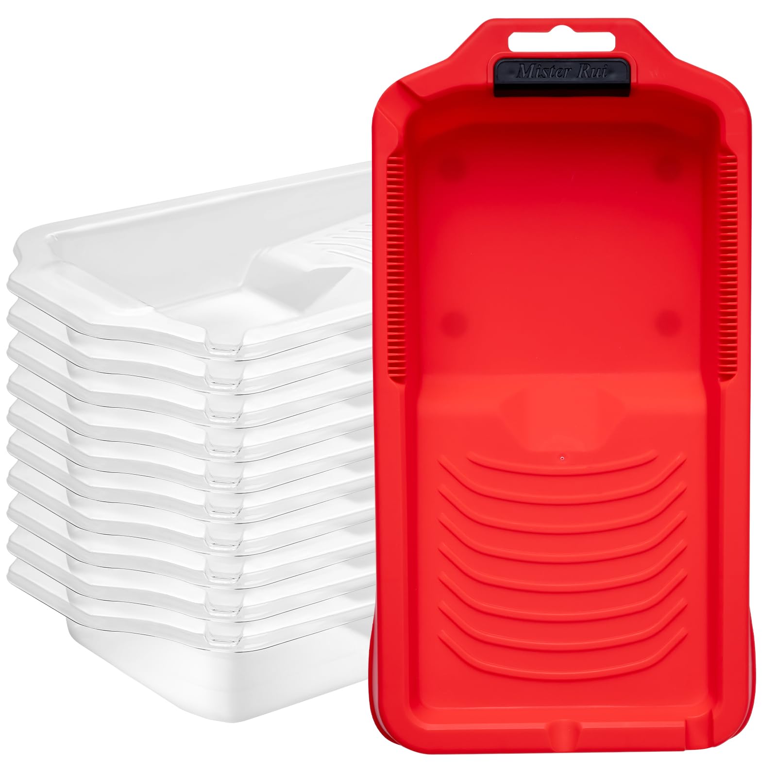 Mister Rui Paint Tray 4 Inch, 11 Pack, Small Paint Roller Tray, Plastic Tray with 10 Liners, Textured Disposable Trays for Painting Walls