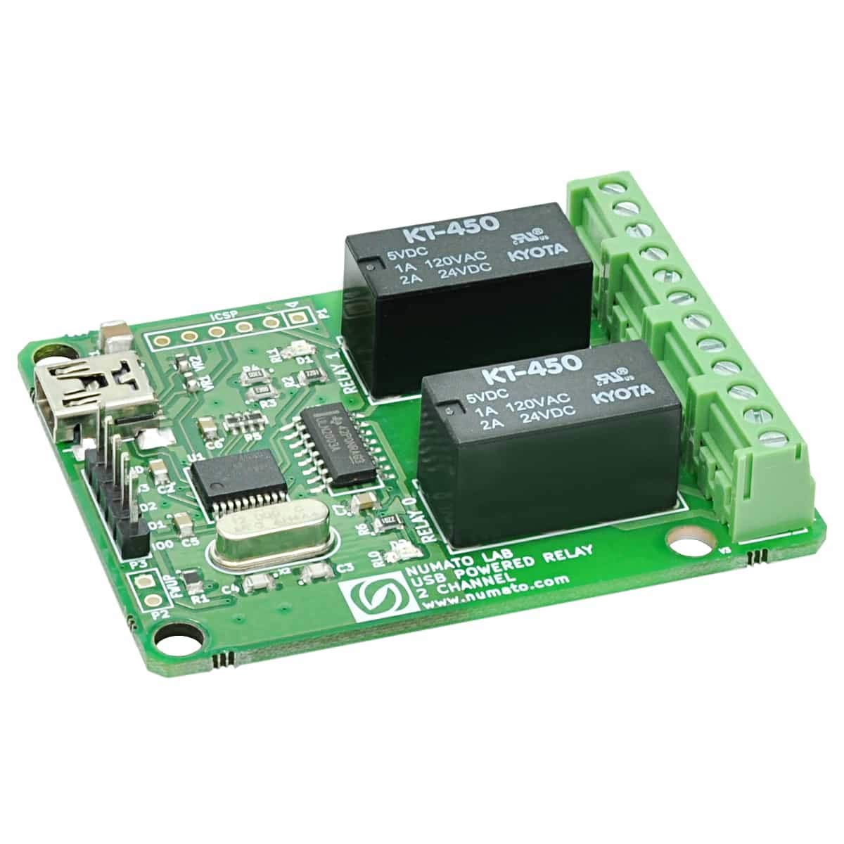 Module de relais USB (2 canaux, relais alimenté par USB 5 V)