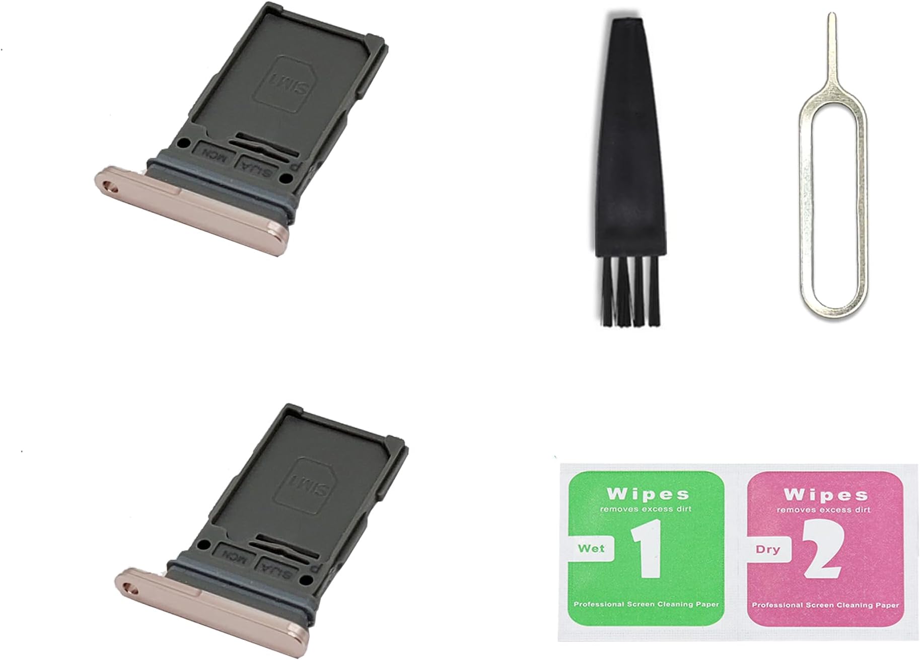 2 PCS for Galaxy S22 S22+ Single SIM Card Tray Replacement, Single SIM Card Slot Holder Compatible with Galaxy S22 S22 Plus US Single-Sim Version (Pink Gold)
