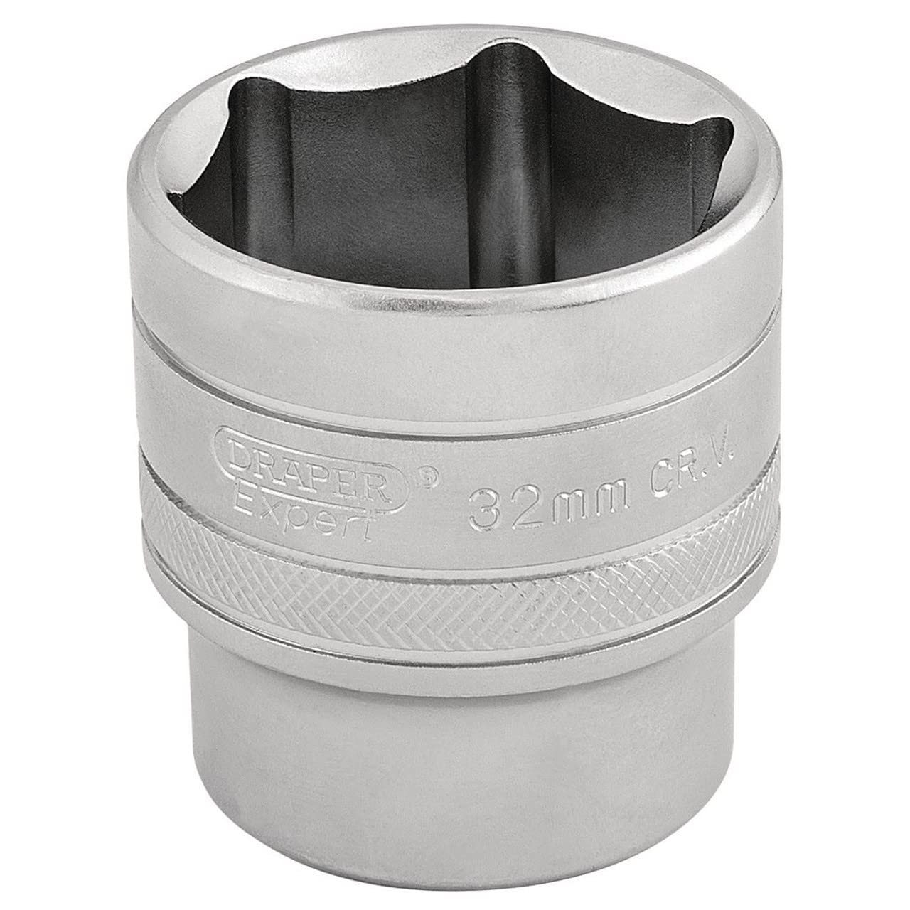 Draper Expert 16622 - Chiave a bussola quadrata da 1/2", 32 mm, a bussola esagonale a 6 punti, accessorio per chiave in acciaio al cromo vanadio
