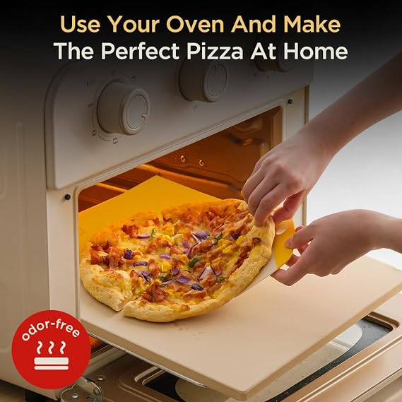 15x12 Inch Cordierite Pizza Stone for Oven and Grill, Heavy Duty Rectangular Baking Stone for Pizza, Bread and Cookies