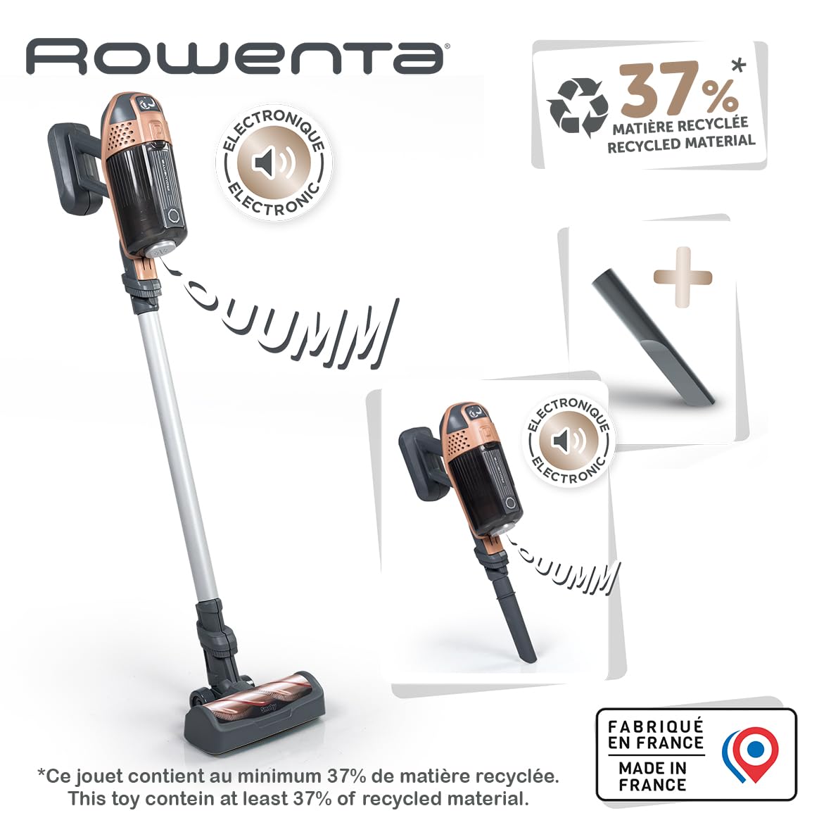 Smoby - Rowenta - X Force Flex Aspirateur Balai - Parfaite Réplique - Fonction Sonore - A Partir de 3 Ans - Fabrication Française