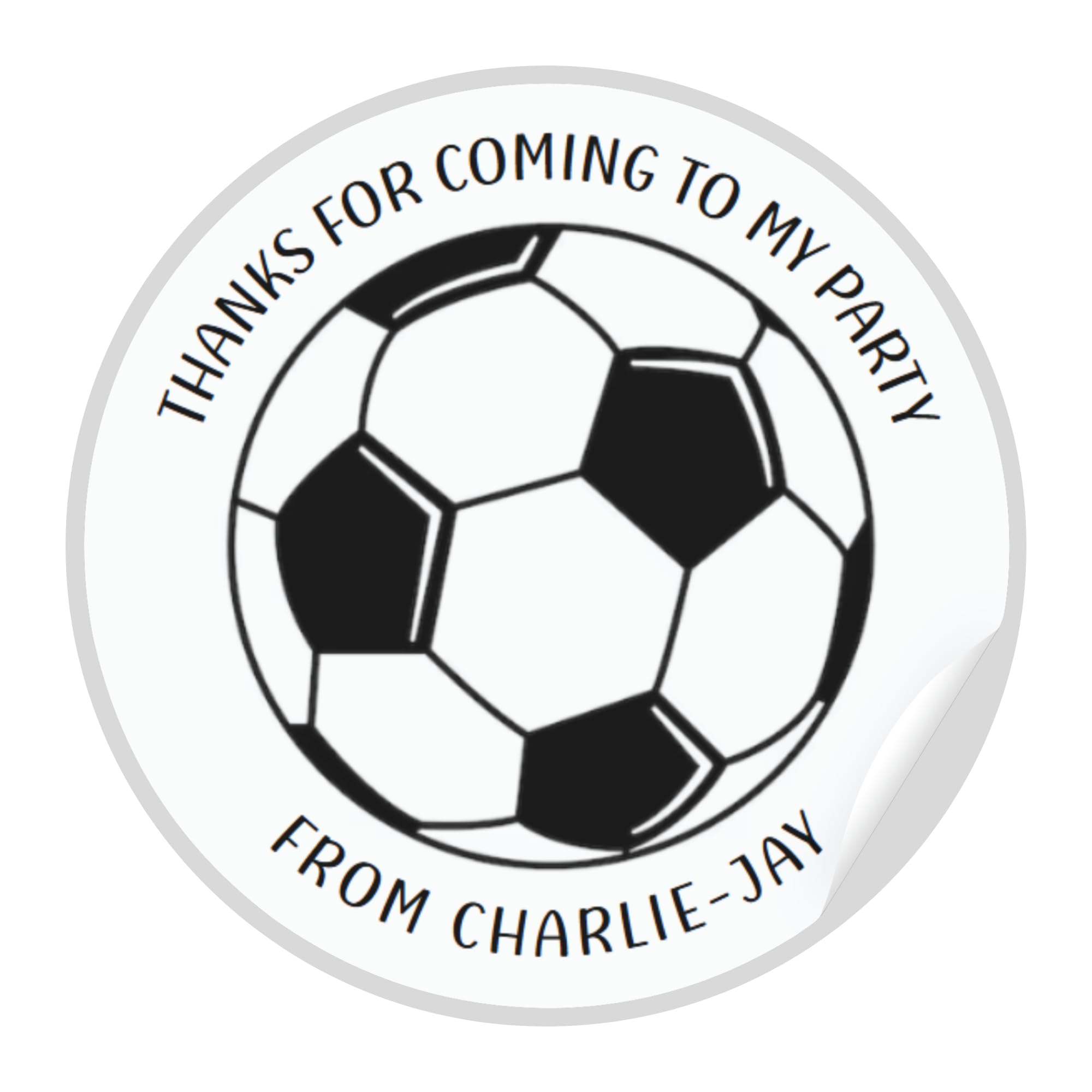 Personalised Football Birthday Stickers - Thank You for Coming to My Party (45mm (24 Stickers))