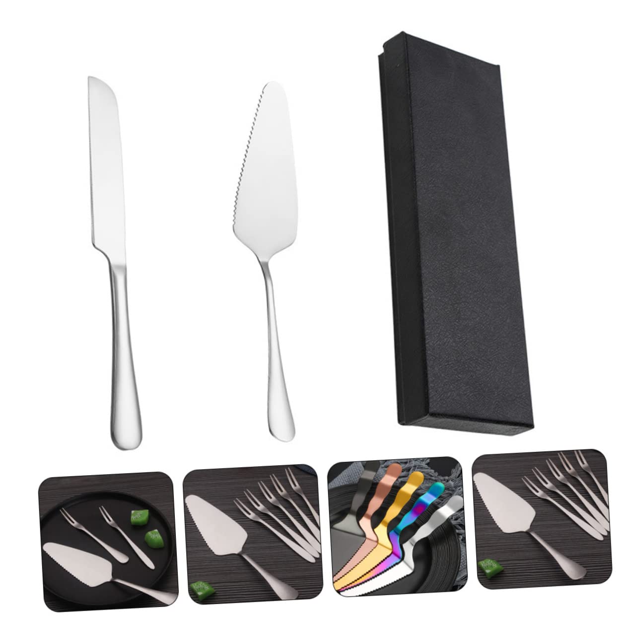 Garneck 1 Set Cake Knife Set Baking Cake Slicer Cutter Gold Cake Knife Scraper Tool Kitchen Utensils Dessert Cake Dividing Tool Mousse Cake Spatula Cake Cutting Kit Stainless Steel Silver