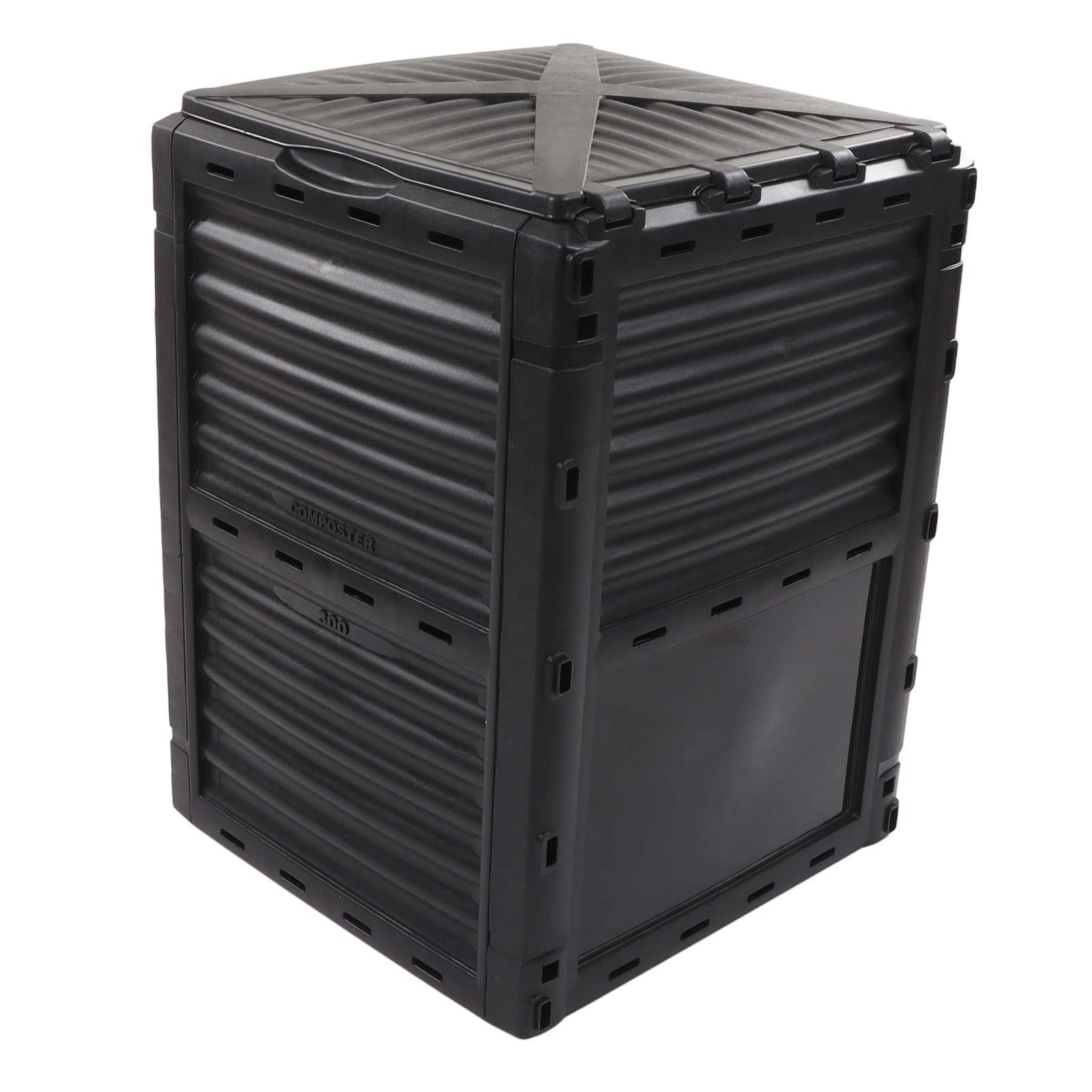 Contenedor de compostaje Compostador 300L Cubierta Superior con bisagras de Gran Capacidad con ventilación para Uso en Exteriores en el jardín de la Cocina Diseño cuboide de
